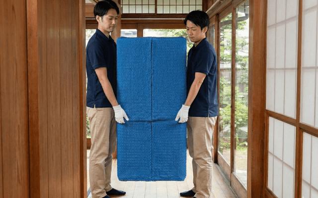 梱包したお仏壇を慎重に搬出